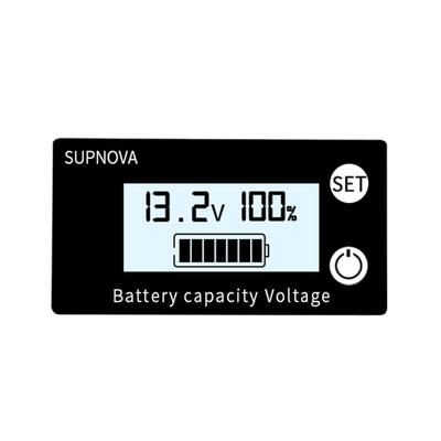 SUPNOVA DC 8-100V Battery Capacity Indicator Voltmeter Voltage Gauge,Style: White + Alarm + Temperature