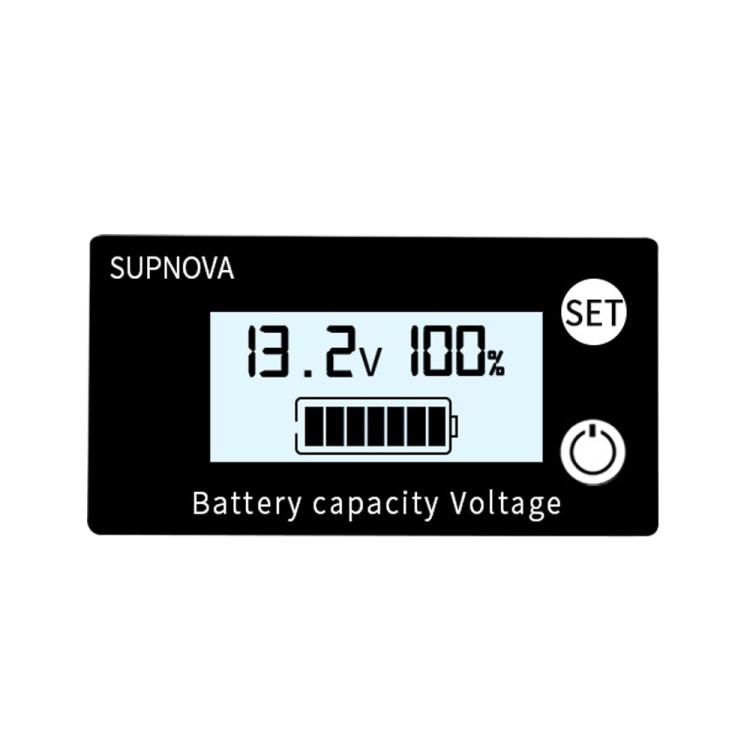 SUPNOVA DC 8-100V Battery Capacity Indicator Voltmeter Voltage Gauge,Style: White + Alarm + Temperature