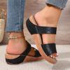 Summer Soft Platform Slippers for Women Pu Leather Non-Slip Wedges Slides Woman Outdoor Light Med Heels Casual Flip Flops Female