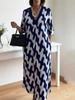 Europäisches & Amerikanisches Frühling/Sommer Damen V-Ausschnitt Farbblock Print Locker Schlankmachendes Mode Top