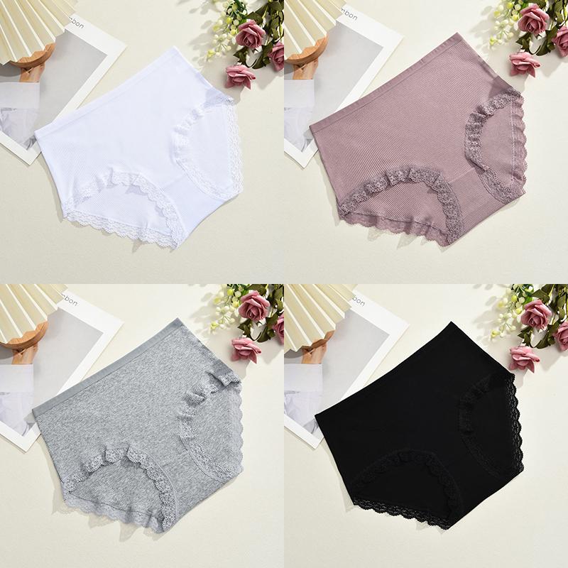 4Pcs Cotton Panty Breath Underwear Sexy Lace Panties High Waist Women Briefs Girls Comfort Underpants Female Lingerie