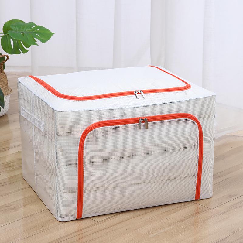 Steel Frame Waterproof Clothes Storage Box - Large Transparent Moisture-Proof Organizer for Quilts
