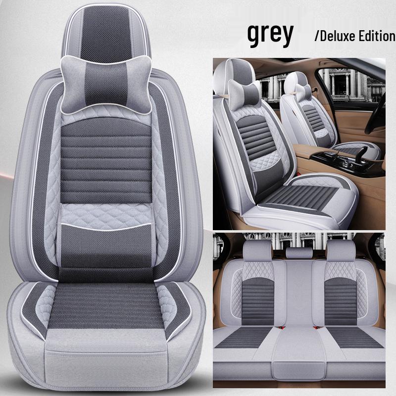 Universal Full Surround Linen Car Seat Cover and Cushion