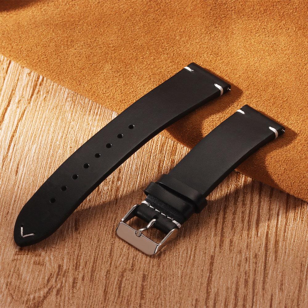 Quality Handmade Retro Oil Wax Genuine Leather Calfskin Strap 18mm 19mm 20mm 21mm 22mm 24mm Quick Release Band Watch Accessories