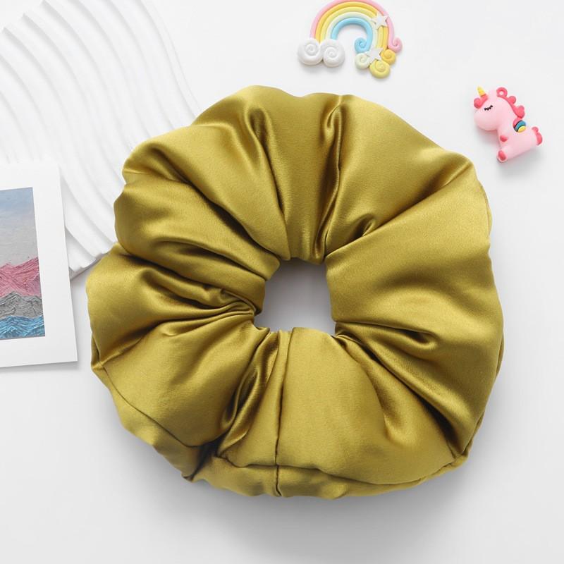 Silk Hair Tie Women 9.5cm Wide Satin Scrunchie With Soft Filling High Elasticity Handmade