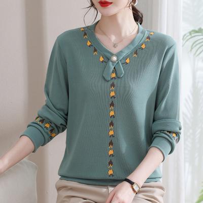 Frühlings- und Herbstzeit der Streitenden Reiche V-Ausschnitt Pullover, Damenhemd, Langarm, Unterhemd