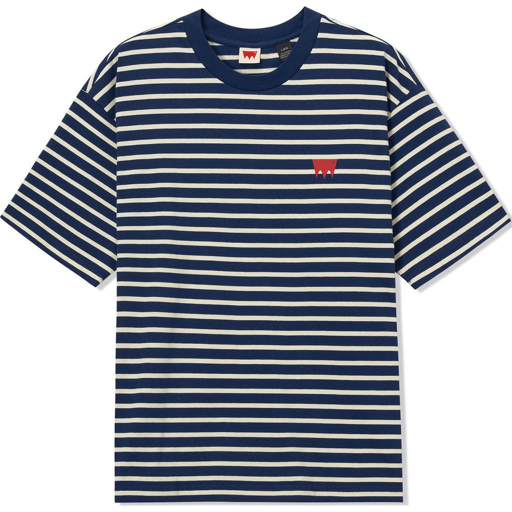 Коллекция Levis Skateboarding FW24 Полосатая Удобная Футболка с Коротким Рукавом Мужские Топы Синий Белый A1005-0027