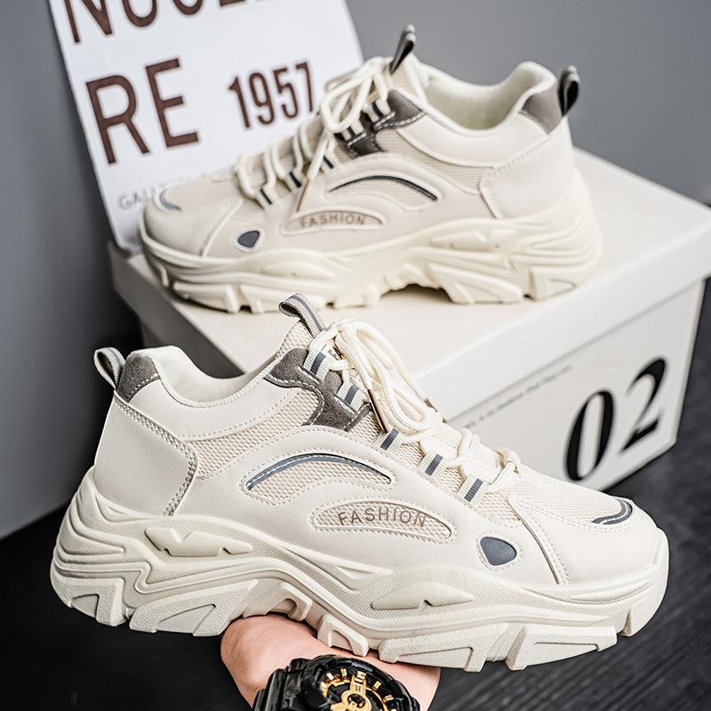 Herrenschuhe Sommer Neu Jugend Vielseitig Atmungsaktiv Mesh Sport Freizeit Plateau Laufen Kleine Weiße Dad Schuhe