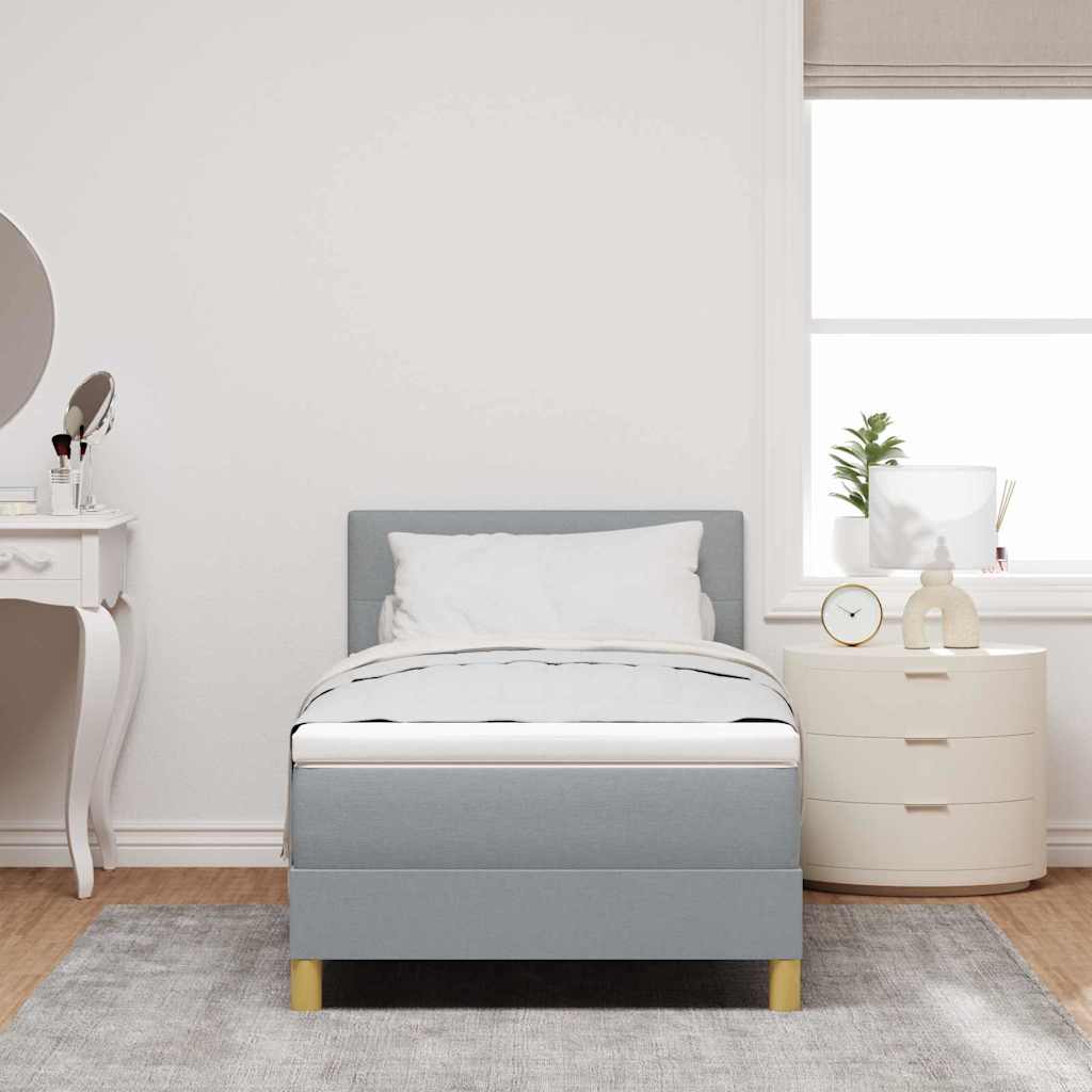 Box Spring Bed with Pillows Light Gray 80 x 200 cm Fabric