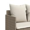 5 Piece Garden Sofa Set with Cushions Beige Poly Rattan
