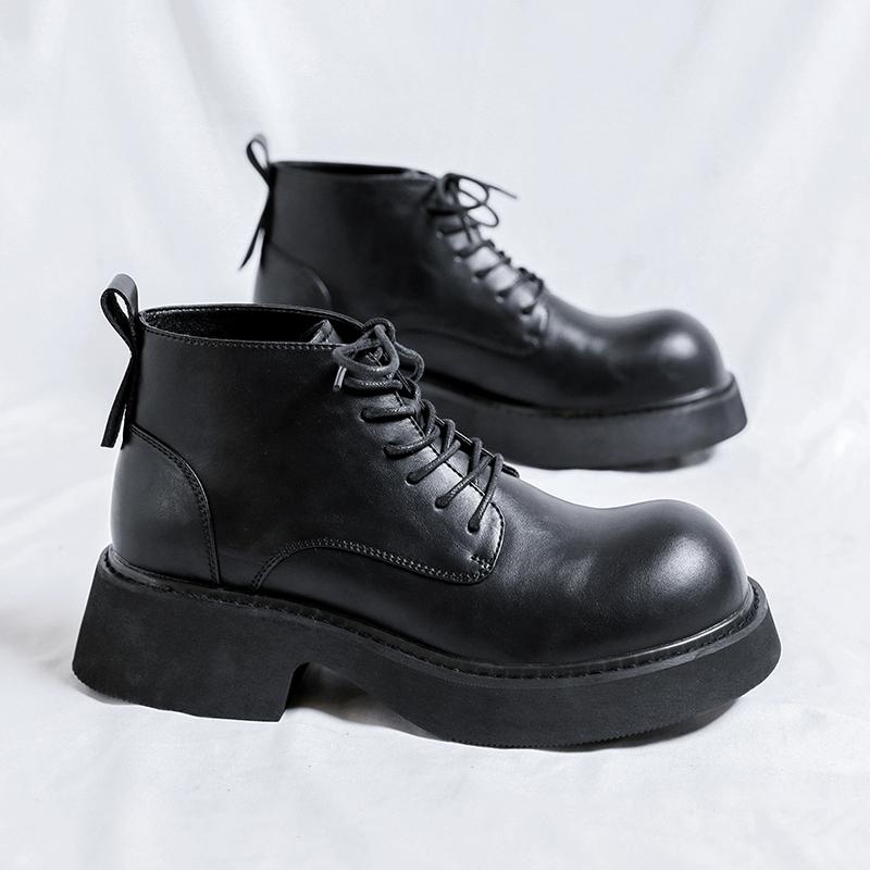 Fashion Men High Top Platform Breathe Small Leather Shoes New Fashion Trend Versatile Japan Korean Business Casual Shoes Suit Men Shoes