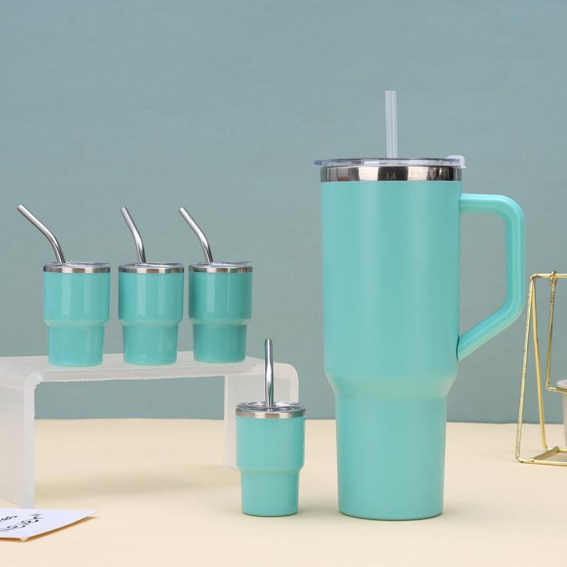 40oz Stainless Steel Insulated Tumbler With Handle Straw Lid Large Capacity Travel Cup Car Office Gym