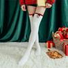 1 Pair Striped Thigh High Stockings Women's Panda Cat Winter Warm Ladies Girls White Funny over Knee Socks Long Christmas