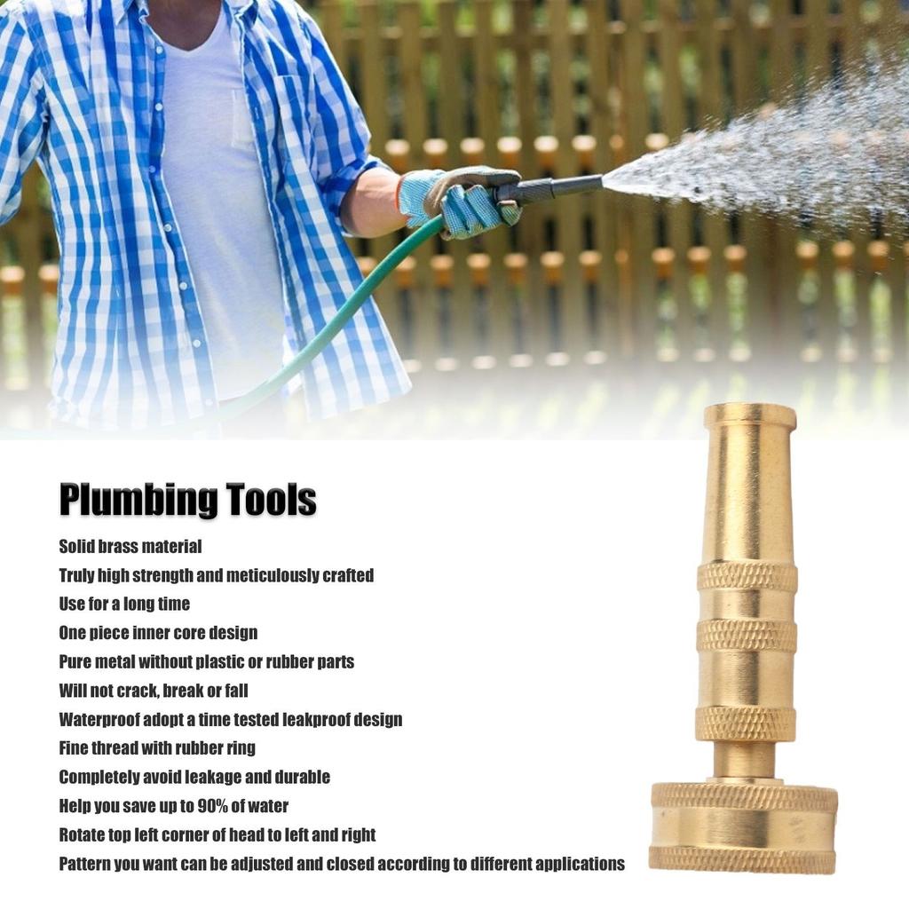 Adjustable Twist Nozzle Heavy Duty Solid Brass Thicken Garden Hose Sprayer Adapter for Watering