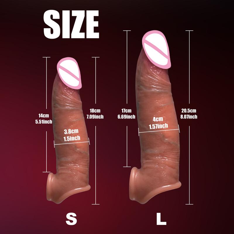 Reusable Enlarger Soft Realistic Penis Sleeve Big Growth Real Silicone Dick Delayed Ejection Extend Cock Condom Sex Toys For Man
