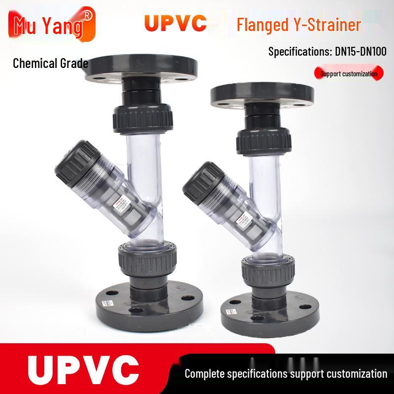 Corrosion-Resistant Transparent UPVC Y-Type Flange Filter for Chemical Industry