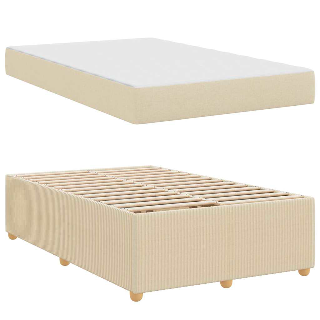 Bed Frame with Mattress Cream 120 X 190 Cm Fabric