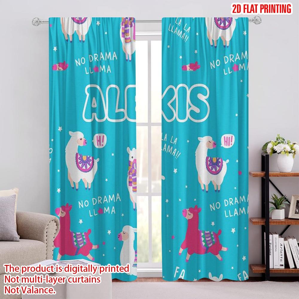 

2pcs,2D plane printing Curtain Popular Llama Laughter Versatile Fabric (without rod) Home Decor Ldeal for Season Home Decor for 52.50 × 116.00 cm 2 pcs