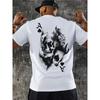 European Sizes Skull & Dice Playing Cards Graphic Tee -Casual Men's T-Shirt with Round Neck