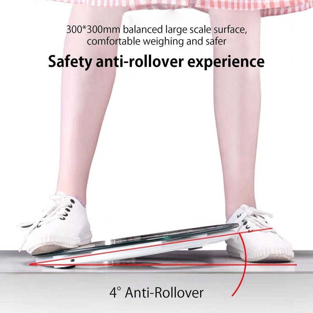 Smart Weight Scale Bluetooth LCD Display Light Energy Automatic Charging Rechargeable Home Weight Measure Fat Calories Scale