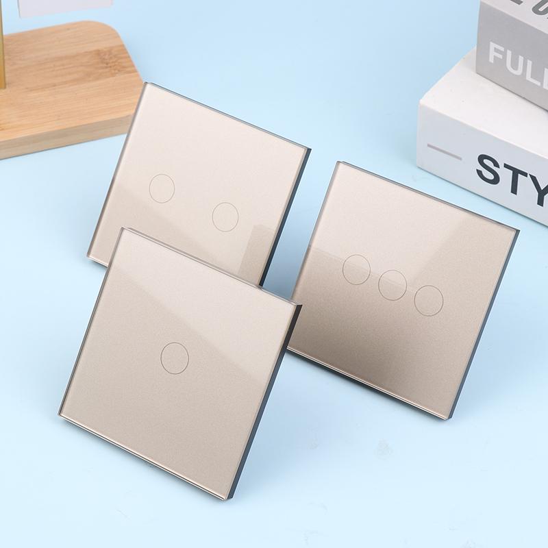 1/2/3Gang Touch Switch 1Way Type-c USB Wall Sockets Light Switch With Power Sockets Glass Panel Gold