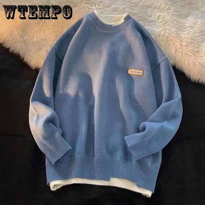 Pullover für Männer und Frauen im Herbst und Winter Fake Two Strickwaren im japanischen Stil im Retro-Stil