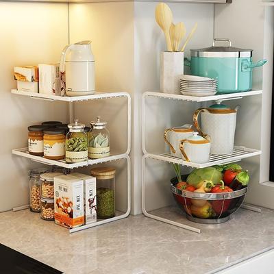 Multilayer Metal Kitchen Table Layer Shelf Countertop Storage Pot Rack Spice Organizer Bathroom Shelf Space Saving for Home New