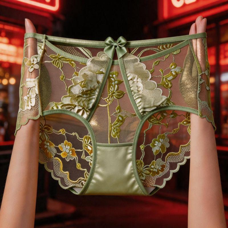 Ladies Summer Gentle Sexy Light Luxury Embroidery Lace Comfortable High Waist Triangle Briefs