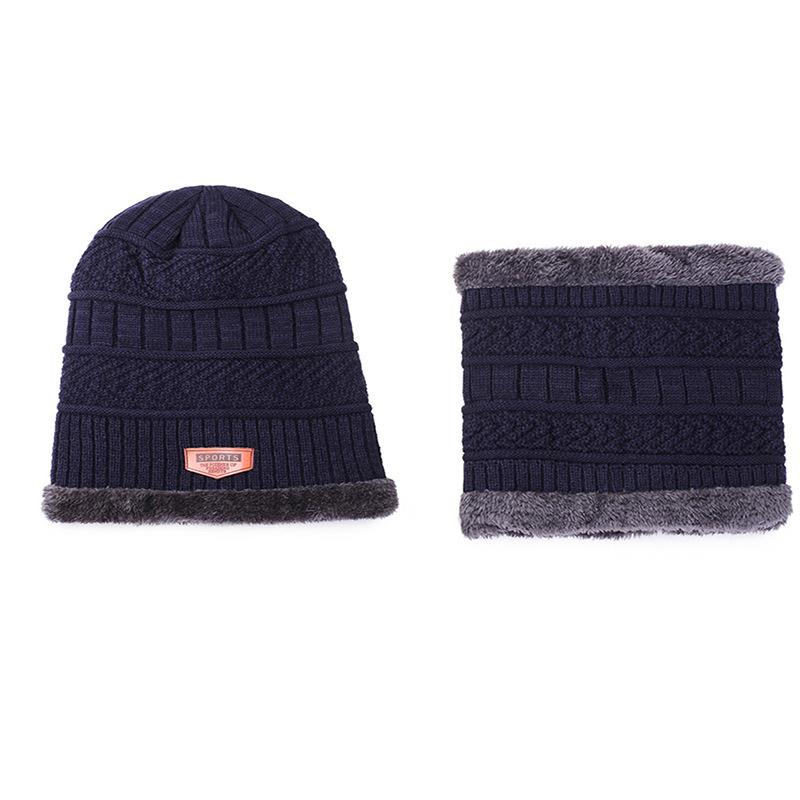 Autumn and Winter Warm Neck Wool Cover Hat Men's Fleece Thickened Knitted Hat Cover Scarf Two-piece Cover
