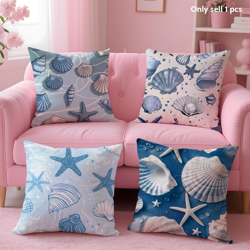 Ocean Animals Cushion Cover Soft Short Plush Double-Sided Printing Home Decor Machine Washable Pillow Case Gift