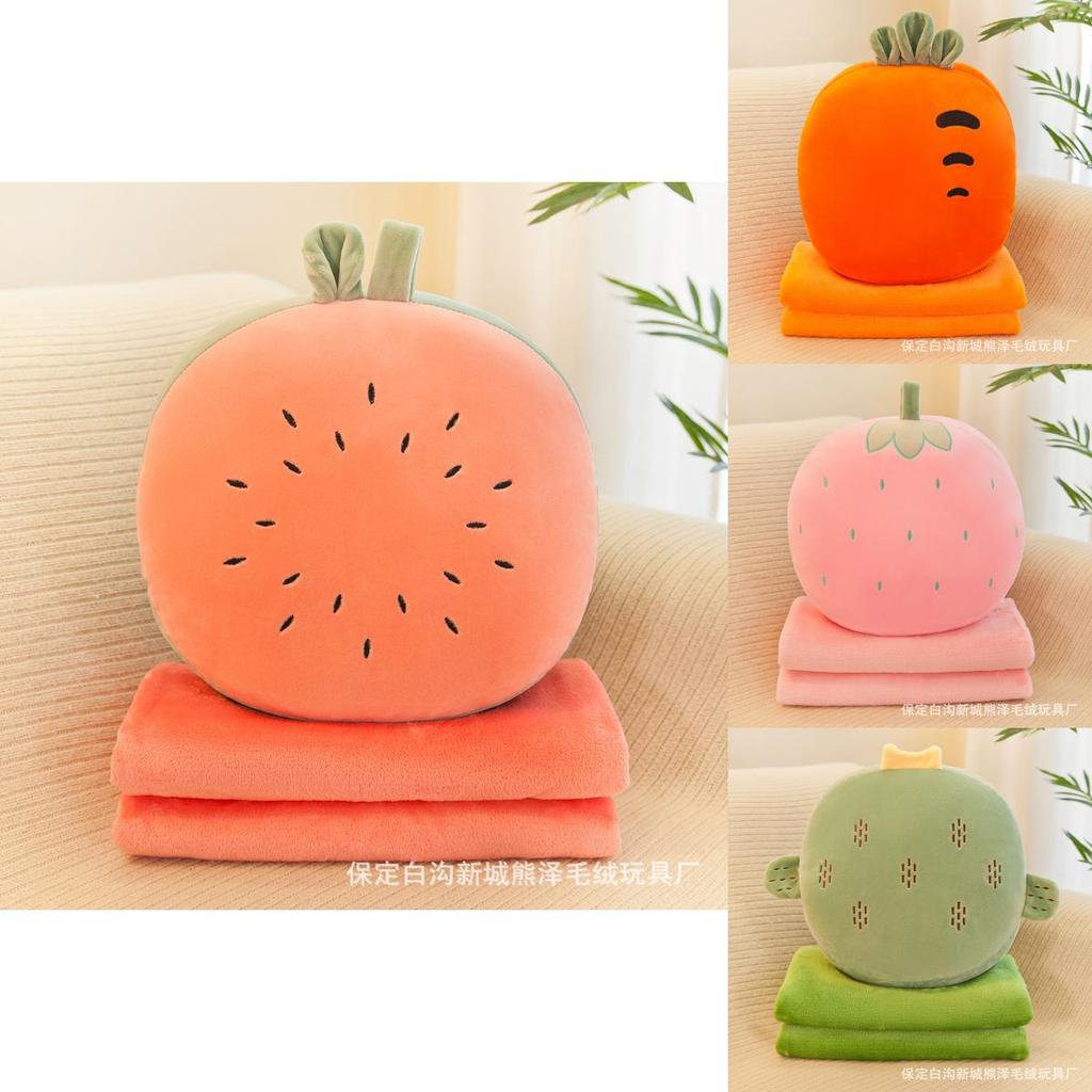 Fruit Plush Pillow With Warmth Blanket For Summer Relaxation And Office Comfort