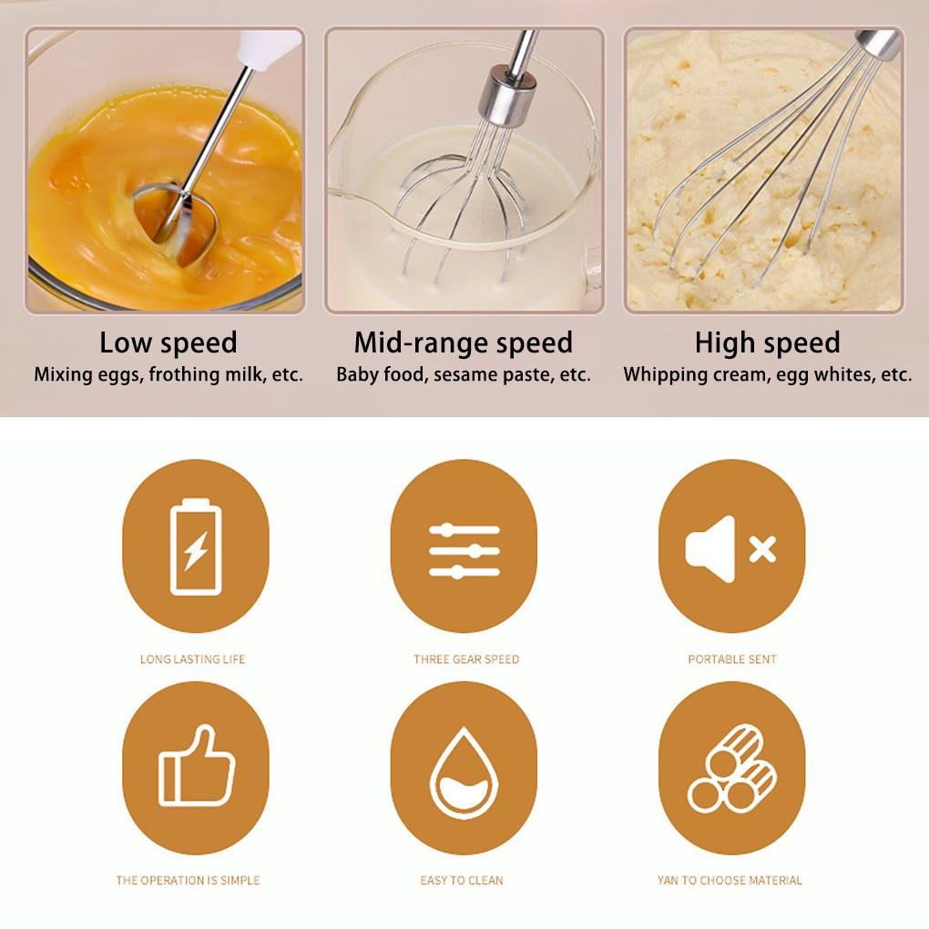 Electric Egg Beater with 3 S Tea Coffee Milk Household Stirrer Cream Mixer Drink Foamer Blender Kitchen Gadgets