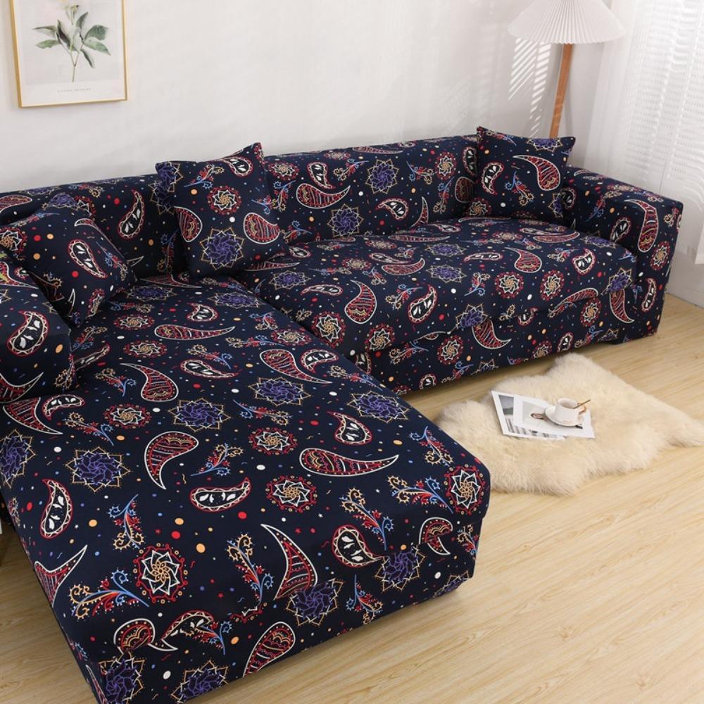 Stretchable L-Shaped Sofa Cover with Ins Print Full Coverage Universal for All Seasons
