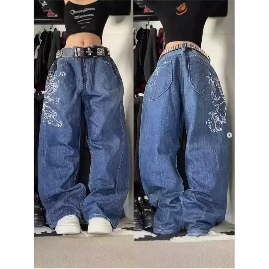 BeatStreet Αμερικανική Τάση Street Fashion Φαρδιά Τζιν Γυναικεία Harajuku Y2K Νέα Hip Hop Vintage Oversized Τζιν Unisex Τζιν