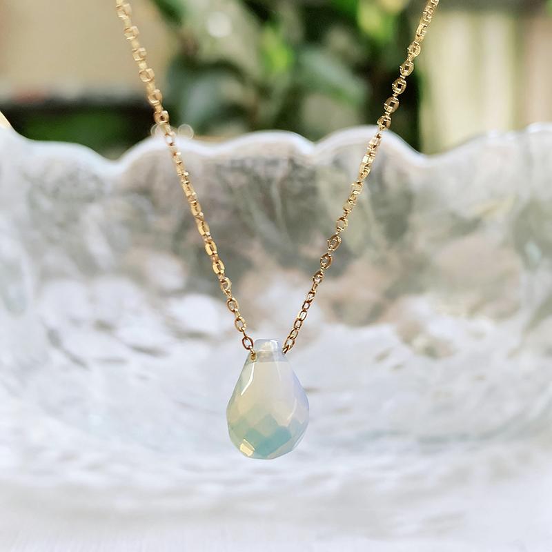 

1pc Natural Stone Necklaces for Women Girls Cute Small Water Drop Pendant Stainless Steel Chain Choker Necklace Minimalist