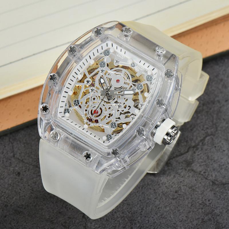 

Мужские механические часы с пластиковым корпусом, деловые, модные, в форме винной бочки