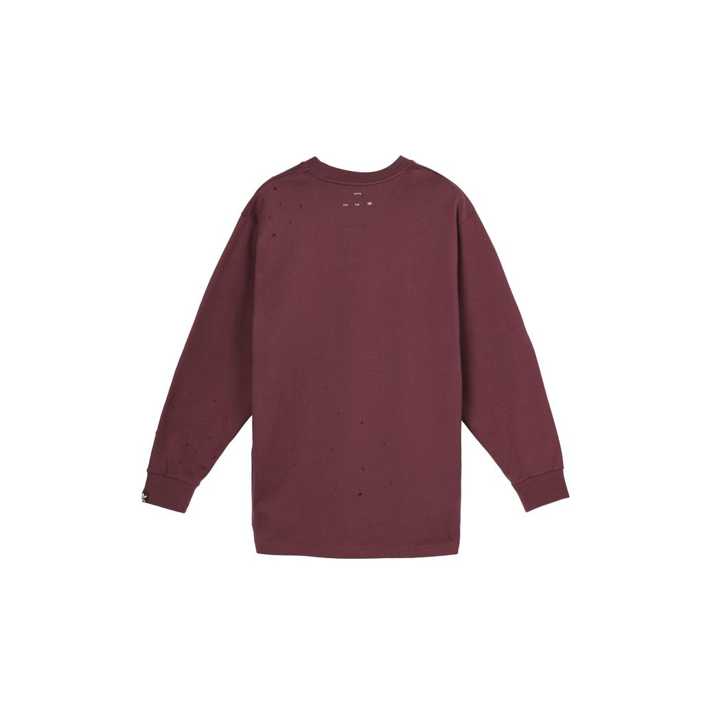 adidas Originals X SFTM Co-Branded Logo Print Loose Round Neck Long Sleeve T-Shirt Unisex Tops Burgundy HS9461