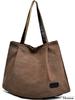 Monoa Women's Lightweight Canvas Tote Bag with Zipper, Foldable, Eco-Friendly, n1492, Brown