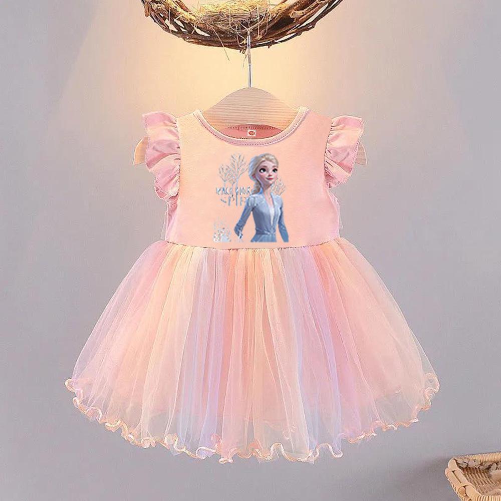

Girls Short-Sleeve Frozen Elsa Princess Puff Dress 140