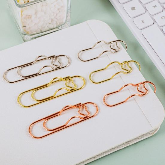 6Pcs Metal Heart Pen Clips Notebook Pen Holders Colored Paperclip Cute Shaped Clips School Supplies Organizer