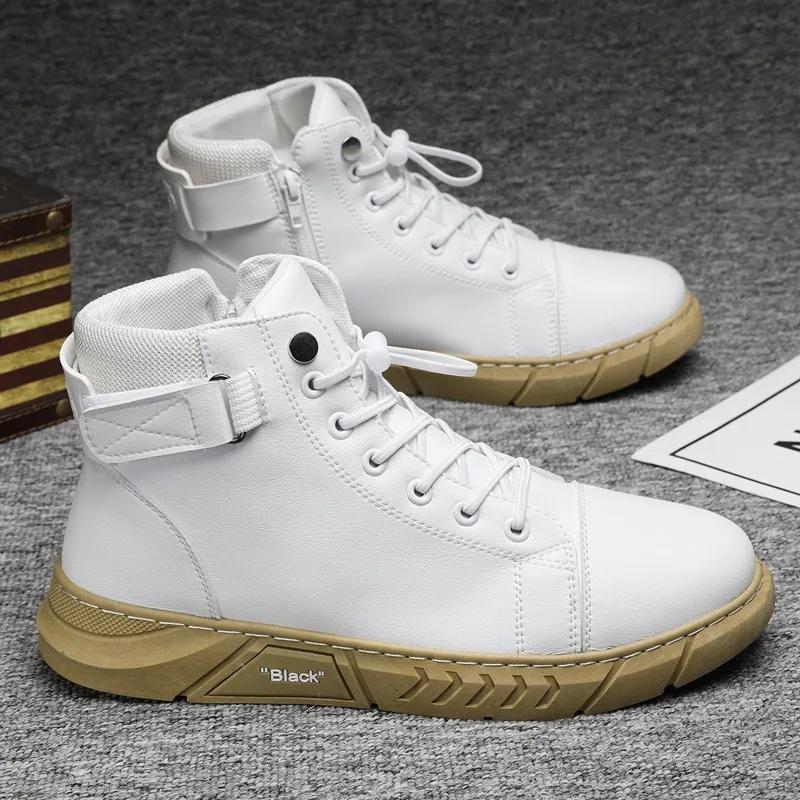 Mode Herren Lederstiefel 2024 Trends Marke Motorrad Fahrschuhe High Top Casual Bequeme wasserdichte Plattform Arbeitsstiefel