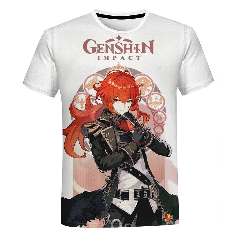 

Genshin Impact 3D футболка с принтом аниме игровой персонаж милая уличная одежда для мужчин и женщин модные рубашки большого размера топы в стиле хип-хоп