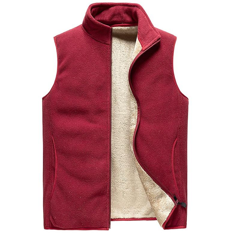 

Новый осенне-зимний жилет Plus Velvet Vest для мужчин, однотонный жилет, куртка для мужчин, жилет Cross-border большого размера из овечьего бархата, утепленный мужской жилет XL красный