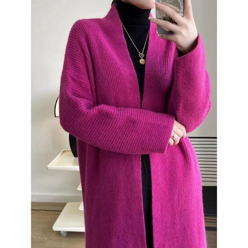 

Вязаный свитер для женской осени и зимы, новый свободный длинный кардиган в ленивом стиле, универсальная утолщенная свитер-куртка для женщин One size