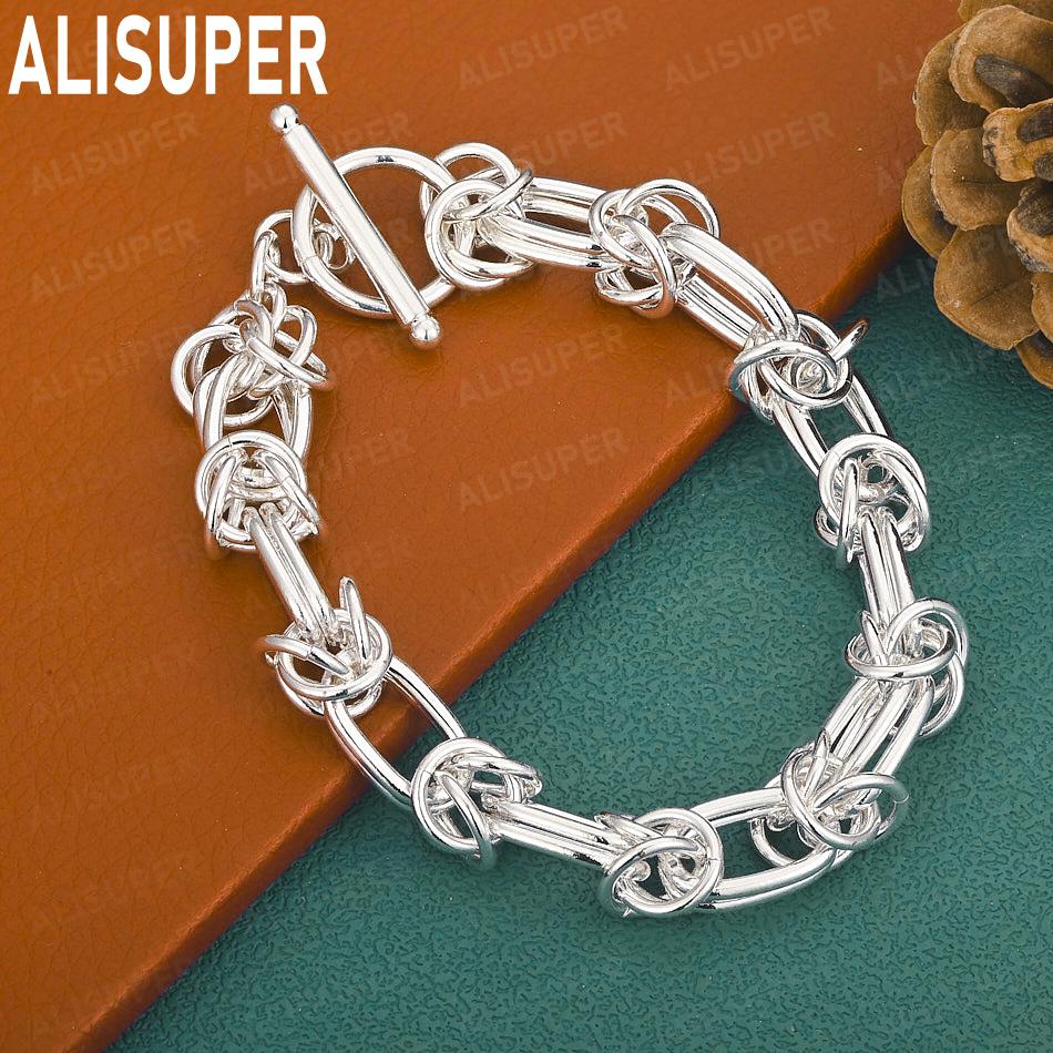 925 Sterling Silver Multi-layer Interlocking Bracelet - Exquisite Gift Jewelry 20cm