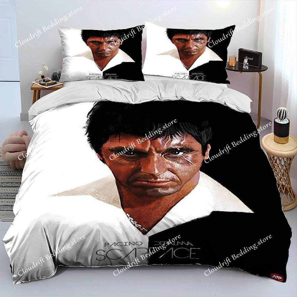 Film Scarface Tony 3D-Druck Bettdecke Bettwäsche-Set, Bettbezug Bett-Set Steppdeckenbezug Kissenbezug, King Queen Größe Bettwäsche-Set Kind