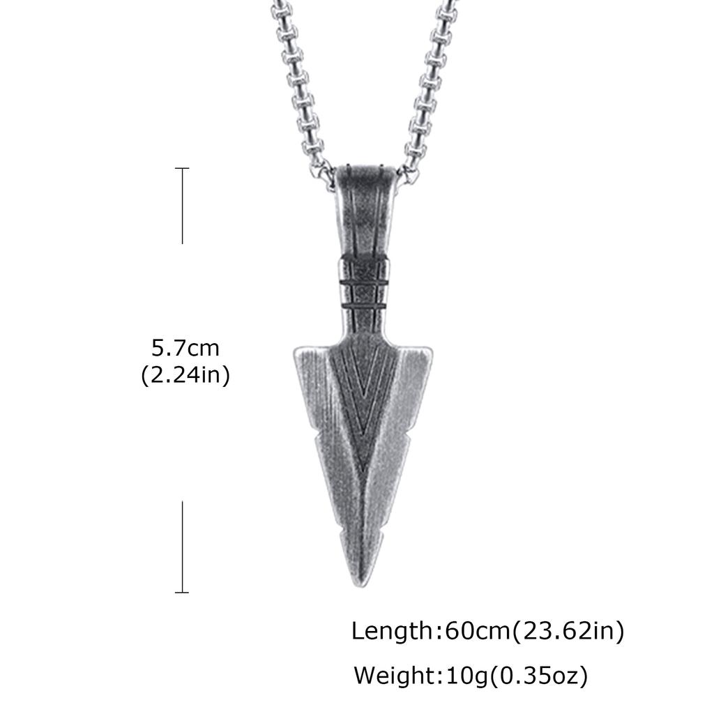 Vintage Viking Spearhead Necklace Stainless Steel Triangular Arrow Pendant Talisman Jewelry Gift for Men