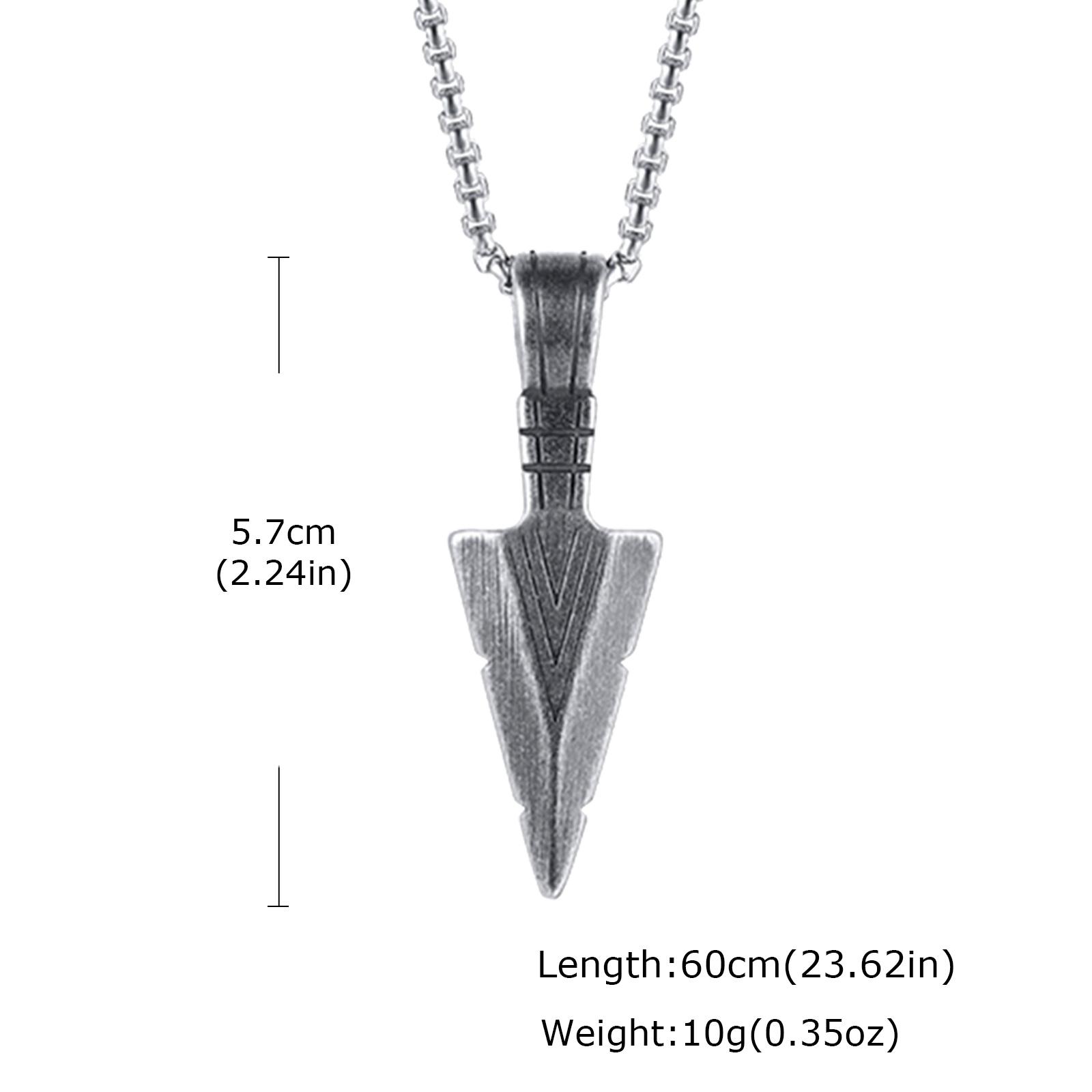 Vintage Viking Triangular Spearhead Necklace for Men,Stainless Steel Casting Triangular Arrow Pendant,Talisman Jewelry Gift 60cm