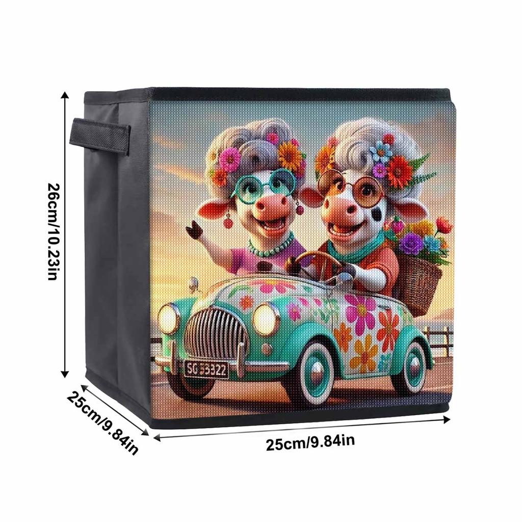 A Cow Driving 5D Diamond Painting Storage Basket Full Round Drill Mosaic Diamond Embroidery Cross Stitch Kits Home Decor Home Decor