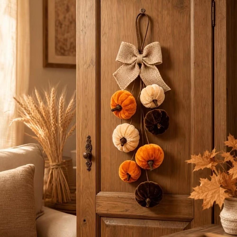 Farmhouse Style Pumpkin Wall Hanging Handmade Artificial Pumpkin Wreath Farmhouse